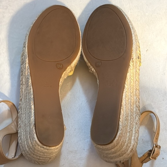 Alex Marie Sz 8 ankle strap nubuck yellow leather espadrille wedges sandals - Picture 8 of 8